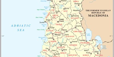 মানচিত্র আলবেনিয়া এর সঙ্গে শহর